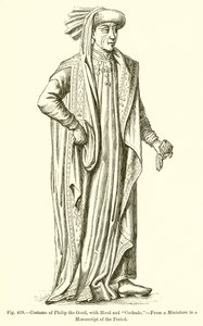 Costume de Philippe le Bon, avec capuche et cocarde - French School