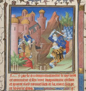 Bataille de Louis VII et de son père, de Grandes Chroniques de France - French School