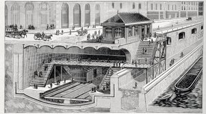 Coupe de la station Saint Michel à Paris dans "La nature" 1899 - French School
