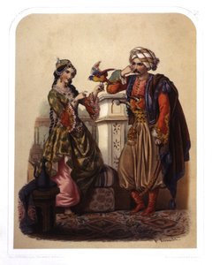 Couple en Turquie, vers 1850 - French School