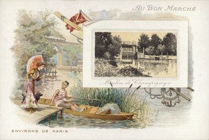 Couple parlant au bord du lac - French School