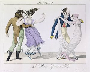 Couples dansant la valse, de Le Bon Genre, c.1810