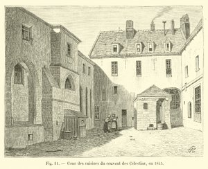 Cour des cuisines du couvent des Célestins, en 1845 - French School