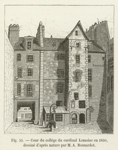 Cour du collège du cardinal Lemoine en 1850 - French School