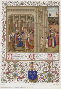 Couronnement de Charles V à Reims (chromolithographie) - French School