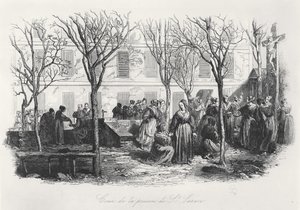 Cour de la Prison Saint-Lazare à Paris, vers 1840 - French School