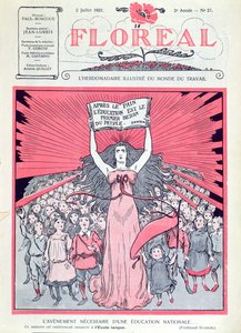 Couverture du magazine Floreal célébrant le quarantième anniversaire des Écoles Laïques en France, 2 juillet 1921 - French School
