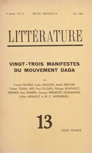 Couverture de Litterature, revue littéraire mensuelle consacrée au mouvement Dada, mai 1920 - French School