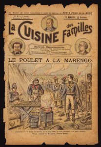 Création du poulet Marengo (gravure colorée) - French School