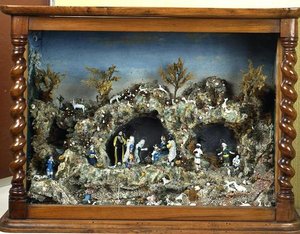 Crèche, Nevers (verre filé dans un cadre en bois)