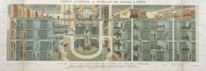 Coupe transversale du sous-sol du Crédit Lyonnais, 19 Boulevard des Italiens, vers 1878-1882