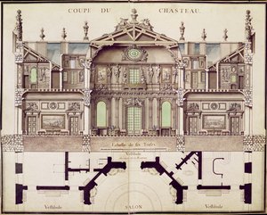 Plan en coupe du Château de Marly, 1714 - French School