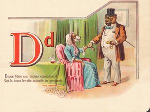 D : Danois, ami fidèle, médecin compatissant, que le doux style canin accueille en gémissant - French School