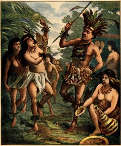 Danse des Indiens Roucouyan dans les Caraïbes. Gravure dans "La Terre Illustrée" n°77 du 21 avril 1892 - French School