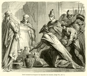 David consacre au Seigneur les dépouilles des ennemis - French School