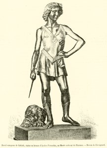 David vainqueur de Goliath, statue en bronze d