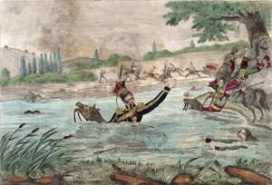 Mort du prince Joseph Poniatowski (1763-1813) dans la rivière Elstera, 1813 - French School