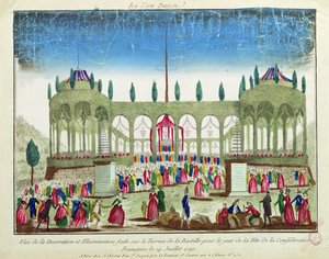 Décoration et illumination de la Bastille pour la Fête de la Fédération, 14 juillet 1790 - French School