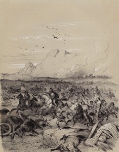 Défaite des Cimbres envahisseurs par le général romain Gaius Marius à la bataille de Vercellae, Italie - French School