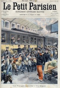 Départ à la gare pour une sortie scolaire. Les enfants montent dans le train, dans « Le Petit Parisien »