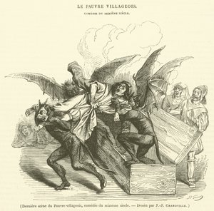 Derniere scene du Pauvre villageois, comedie du seizieme siecle