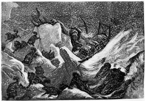 Descente et montée des hummocks - dans « voyage à la mer polaire » par Nares Georges S., Paris