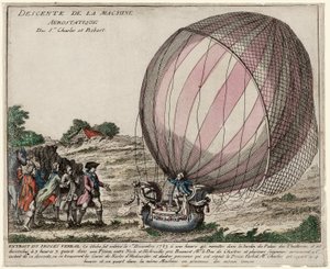 Descente de la Machine Aérostatique des Srs. Charles et Robert, pub. 1783 - French School