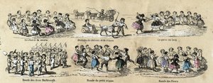 Description des loisirs et jeux des enfants : les rondes. Planche « les jeux de l