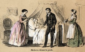 Les cinq sens : le toucher, un médecin prenant le pouls d