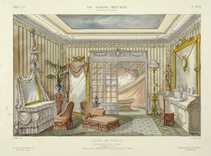 Projet de salle de bains du Garde-Meuble, Pub. Paris, vers 1890 (lithographie couleur) - French School