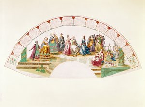 Design pour un éventail célébrant la danse et le carnaval des nations, 1733 - French School