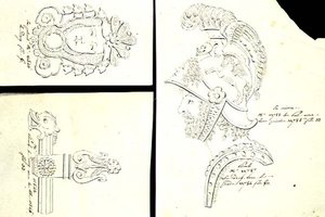 Dessins pour montures de meubles en bronze doré, vers 1825 - French School