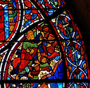 (détail) la parabole du Bon Samaritain : Dieu crée les anges