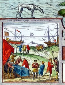 (détail) Vue du port de Cadix montrant le commerce avec les Antilles