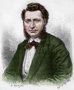Découverte du Canada : Portrait de Louis Riel (1844-1885), homme politique canadien et défenseur du peuple Métis. Gravure de la fin du XIXe siècle dans « La Nouvelle France » d