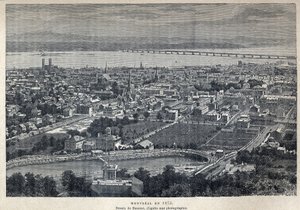 Découverte du Canada : vue de la ville de Montréal en 1875. Dessin de Benoist d