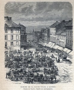 Marche de la haute ville à Québec. Dessin de Taylor d