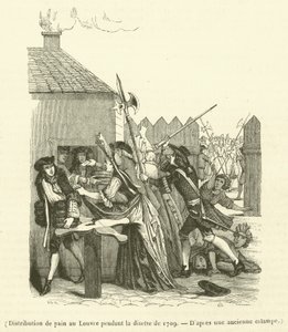 Distribution de pain au Louvre pendant la disette de 1709 (engraving)
