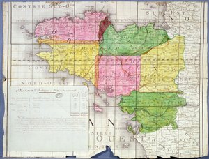 Division de la Bretagne en six départements, vers 1789-90 - French School