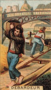 Docker déchargeant une barge (chromolitho) - French School