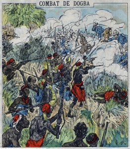 Bataille de Dogba entre la force expéditionnaire du Général Dodds et les troupes de Béhanzin. Dahomey - French School