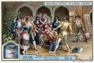 Don Juan : Acte I, Scène XX, Don Juan au bal masqué - chromo Liebig - French School