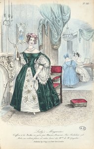 Robe en velours uni et satin lamé, planche de mode parisienne de The Lady