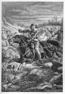 Duc Henri II de Montmorency (1595-1632) à la bataille de Castelnaudary en 1632 - Duc de Montmorency. Combat à Castelnaudary - gravure de «L
