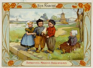 Enfants néerlandais regardant un bateau à voile - French School