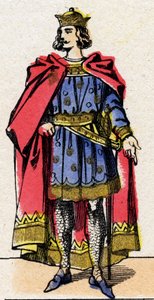 Dynastie des Capétiens : Portrait de Louis VII dit le Jeune (1120-1180), Roi des Francs de 1137 à 1180. Imagerie d
