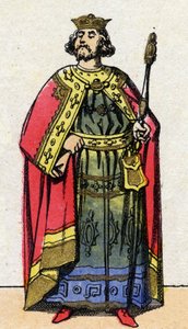 Dynastie capétienne : Portrait de Louis VI le Gros (1081-1137), roi des Francs de 1108 à 1137. Imagerie d