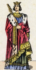 Dynastie des Capétiens : Portrait de Louis X dit le Hutin (1289-1316), Roi des Francs de 1314 à 1316. Imagerie d