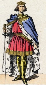 Dynastie des Capétiens : Portrait de Philippe III dit le Hardi (1245-1285), roi des Francs de 1270 à 1285. Imagerie d