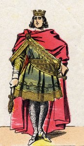 Dynastie capétienne : Portrait de Philippe II dit Philippe Auguste (1165-1223), roi de France de 1180 à 1223. Imagerie d